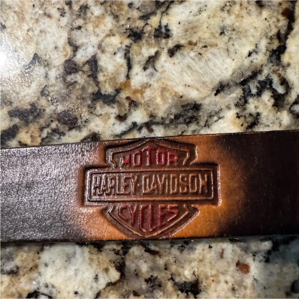 Vintage tooled leather / handmade Harley-Davidson leather belt